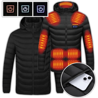 Kurtka Podgrzewana 21 Stref Na USB Zimowa Ogrzewana Ciepła Czarna Długa XXL