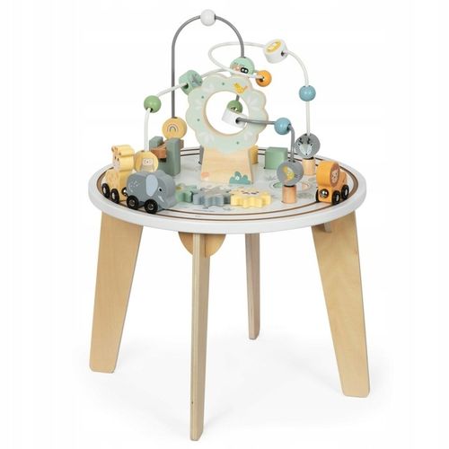 Drewniany okrągły stolik edukacyjny z magnetyczną kolejką i wyrzutnią na Arena.pl