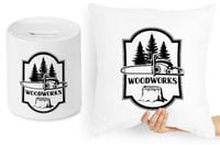 Dla Drwala Zestaw Poduszka + Skarbonka Prezent Z Nadrukiem Ze Zdjęciem