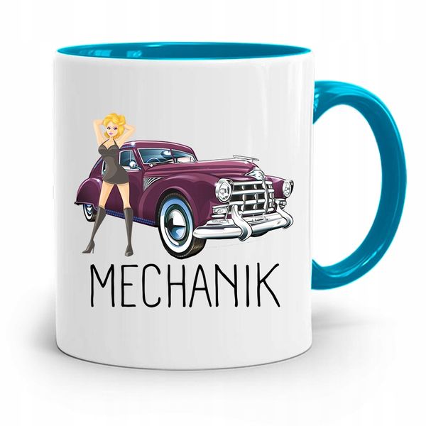 Kubek Błękitny Prezent Dla Mechanika Mechanik Z Nadrukiem Ze Zdjęciem zdjęcie 1