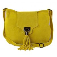 Duża zamszowa listonoszka ,chlebak Vera Pelle ,pojemna przewieszka A5 Żółta VPZ55GLL