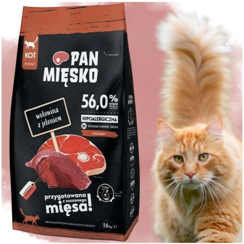 sucha karma dla kota wołowina z jeleniem pan mięsko hipoalergiczna m 1,6 kg na Arena.pl