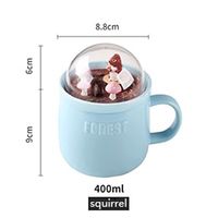 Kubek Ceramiczny - Kreatywną Pokrywką - Idealny Na Prezent Niebieski Z Muchomorem 400ml