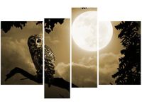 130CM 85 OBRAZ 4 ELEM SOWA GAŁĘZI ŚCIENNY