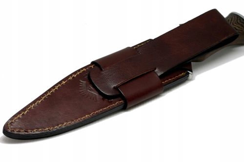 Nóż myśliwski BOWIE ręcznie wykonany stal D2 drewno WENGE skórzane etui na Arena.pl