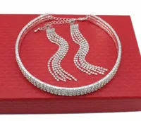 KOMPLET BIŻUTERII SREBRNEJ Z CYRKONIAMI 2 cz CHOKER KOLCZYKI ŻMIJKI PREMIUM