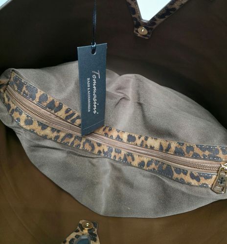 Torebka Damska Panterka Kuferek Shopper Tommasini Modna Duża 3658 Brązowa na Arena.pl