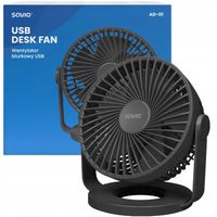 Wentylator biurkowy SAVIO z akumulatorem USB-C, czarny,