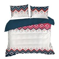 Pościel świąteczna Nordic 200x220 + 70x80 bawełna serca beż granat