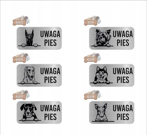 GRAWER Tabliczka nierdzewna LAMINAT 20x10 UWAGA PIES Labrador retriever na Arena.pl
