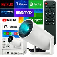 PROJEKTOR RZUTNIK ANDROID TV WIFI FULL HD PRZENOŚNY SMART GŁOŚNIK OBROTOWY