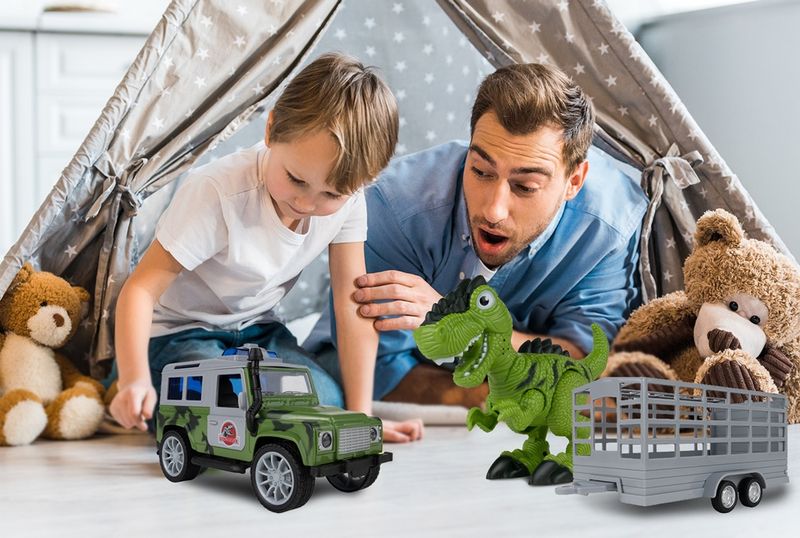 Auto z Napędem JEEP z Przyczepką i Dinozaurem zdjęcie 4