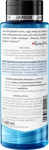 JANDA PŁYN MICELARNY DO DEMAKIJAŻU TWARZY OCZU I UST HIPOALERGICZNY 400 ML na Arena.pl