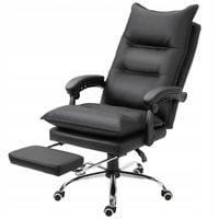 fotel biurowy skóra eko z podnóżkiem czarny pako v