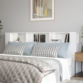 Wezgłowie łóżka z półkami, biel z połyskiem, 220x18,5x104,5 cm