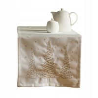 ŚWIĄTECZNY BIEŻNIK na stół SERWETA na obrus ZŁOTY HAFT choinki home&you