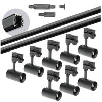 Zestaw szynowy 3 fazowy szyna 2m+2m, 8x Lampa, łącznik prosty CZARNY