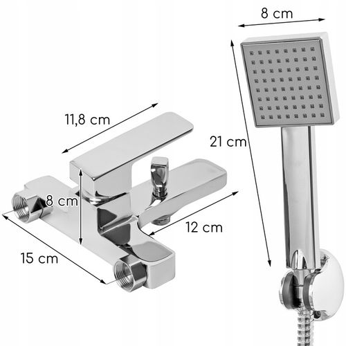 Bateria wannowa z prysznicem ścienna chrom srebrna kran do wanny YOKA na Arena.pl