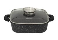 Garnek kwadratowy niski brytfanna SEREY 24 cm 3 l powłoka ceramiczna GREBLON non-stick indukcja silikonowe nakładki na uchwyty