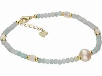 POZŁACANA SREBRNA BRANSOLETKA FASETOWANY APATYT BIAŁY AGAT PERŁA HODOWLANA