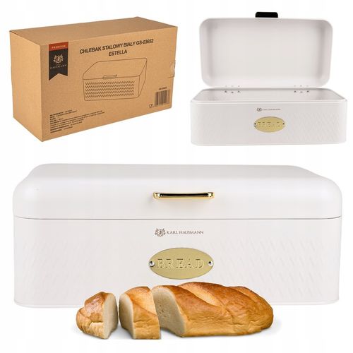 Duży CHLEBAK Pojemnik na Pieczywo Chleb bułki STALOWY Biały Karl na Arena.pl