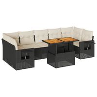 8-cz. zestaw wypoczynkowy do ogrodu, z poduszkami, czarny