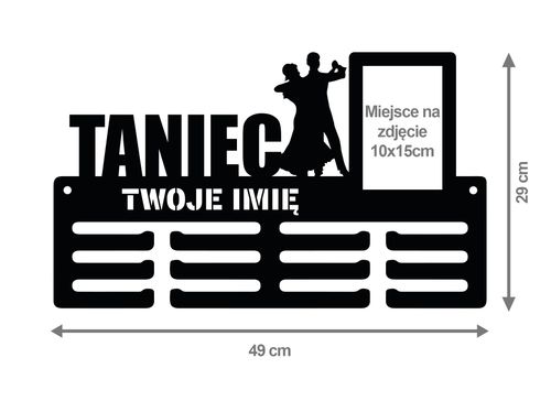 Wieszak na medale TANIEC ramka na zdjęcie, dowolny tekst  255.1 na Arena.pl