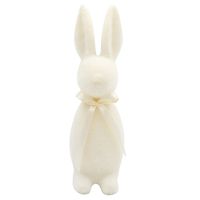 KRÓLIK WIELKANOCNY Z KOKARDKĄ BIAŁY DEKORACJA ŚWIĄTECZNA FIGURKA 30cm