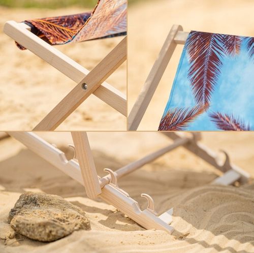 Leżak OGRODOWY DRAWNIANY JASNY z nadrukiem FOLK na PLAŻĘ TARAS BALKON na Arena.pl