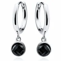 ELEGANCKIE RODOWANE SREBRNE KOLCZYKI KÓŁKA KÓŁECZKA WISZĄCE CZARNE CYRKONIE