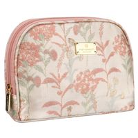 kosmetyczka podróżna z materiału syntetycznego w różowo-beżowym kolorze
