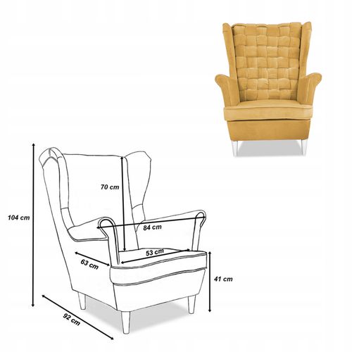 Zestaw wypoczynkowy Carol sofa fotele pufy paski Family Meble żółty miodowy na Arena.pl