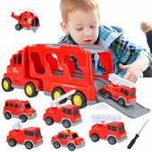 ZABAWKOWE AUTKA WÓZ STRAŻACKI CIĘŻARÓWKA TRANSPORTOWA STRAŻ POŻARNA 7W1