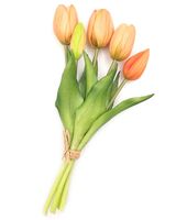 TULIPAN SILIKONOWY SZTUCZNE TULIPANY BUKIET 5 sztuk 25 cm POMARAŃCZOWE