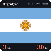 Karta eSIM Internet Argentyna 3 GB na 30 dni - bez rejestracji