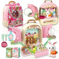 KRÓLIK W PLECAKU 87el Domek Opieka nad króliczkiem 3W1 Farma Ogródek Zestaw