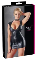 cottelli party mini sukienka czarna wet look zamek m