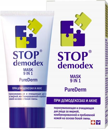 MASKA DO TWARZY 9w1 Pure Derm STOP DEMODEX Demodekoza Nużyca Trądzik 50ml na Arena.pl