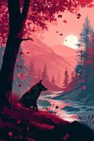 Plakat 61x91,5cm Wilk Przy Brzegu Lasu
