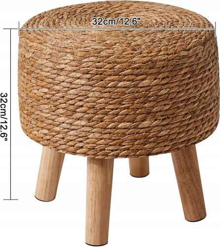 Naturalny Podnóżek Pufa Stołek Taboret Okrągły 32x32cm na Arena.pl