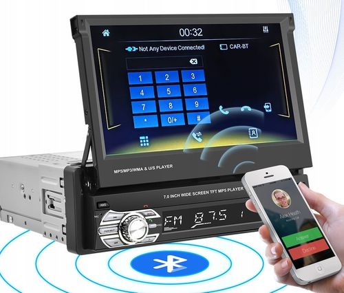 RADIO SAMOCHODOWE 1DIN 7'' BT WYSUWANY EKRAN DOTYKOWY MIRROR LINK KAMERA na Arena.pl