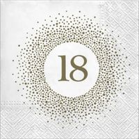 Serwetki na 18 urodziny białe na osiemnastke, 20 szt.