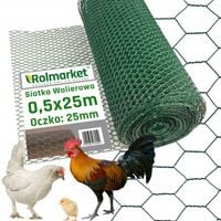 Siatka na Woliery 0,5x25m Ogrodzenie z drutu Metal 25mm dla Kur Królików