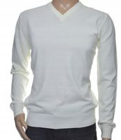 Sweter męski z kaszmiru i wełny merynosów XXL 2XL biały w szpic serek