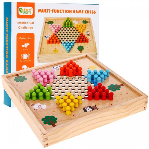 Drewniany Zestaw Gier Planszowych 6W1 Dla Dzieci Trylma Węże I Drabiny na Arena.pl