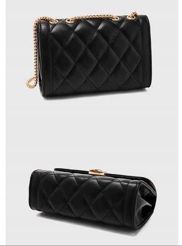 Czarna Mała Torebka damska z łańcuszkiem pikowana wizytowa vintage na Arena.pl