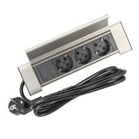 Przedłużacz biurkowy wpuszczany prostokątny 3 gniazda schucko, Inox