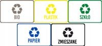 NAKLEJKI SEGREGACJA ŚMIECI 5 SZT NA ŚMIETNIK KOSZ WODOODPORNE 30x20 cm