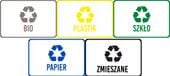 NAKLEJKI SEGREGACJA ŚMIECI 5 SZT NA ŚMIETNIK KOSZ WODOODPORNE 30x20 cm