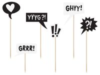 Pikery dekoracyjne, Chmurki z napisami, 11 cm - 20 cm, 6 szt.